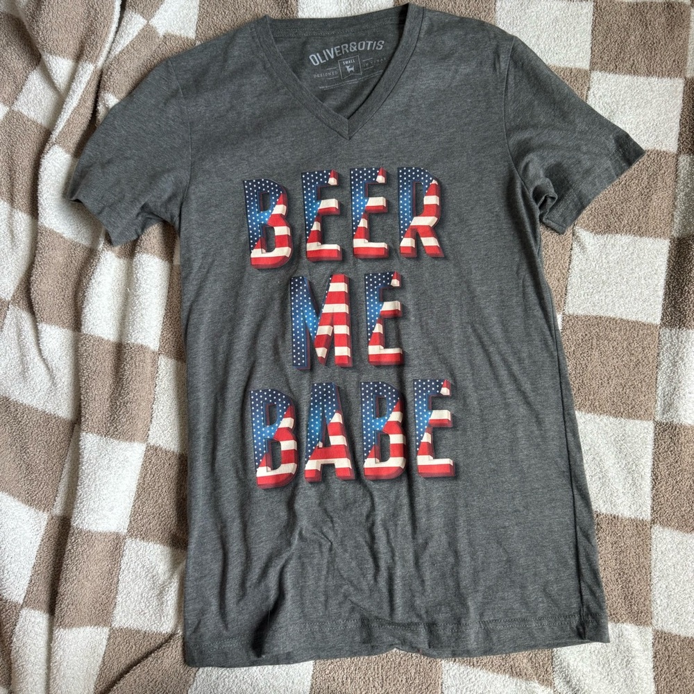 Beer Me Babe American Vneck Tee— 4th of July Tee